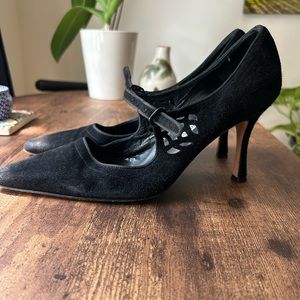 Manolo Blahnik black suede heels